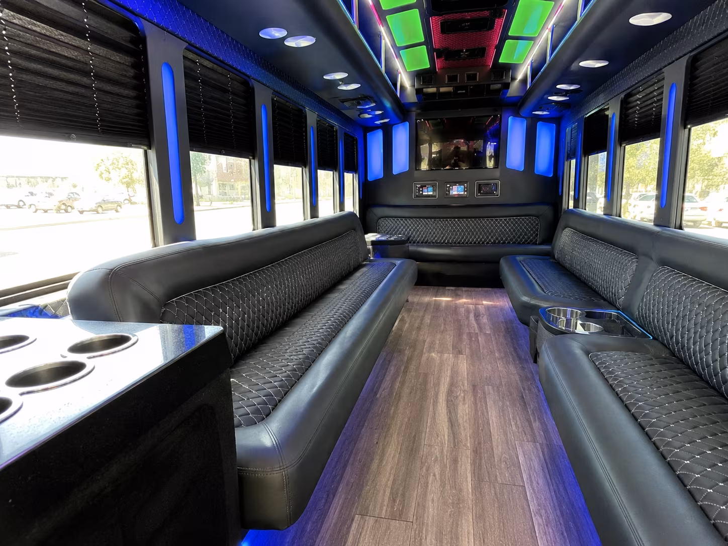 coppell 15 passenger party bus inside