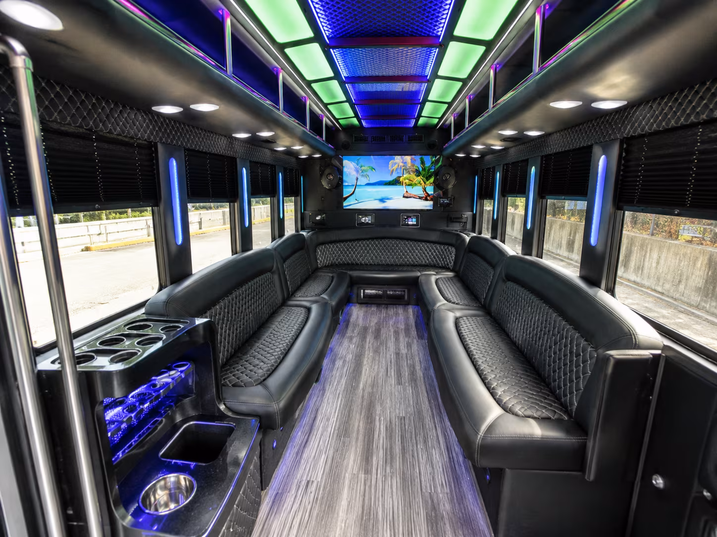 coppell 18 passenger party bus inside