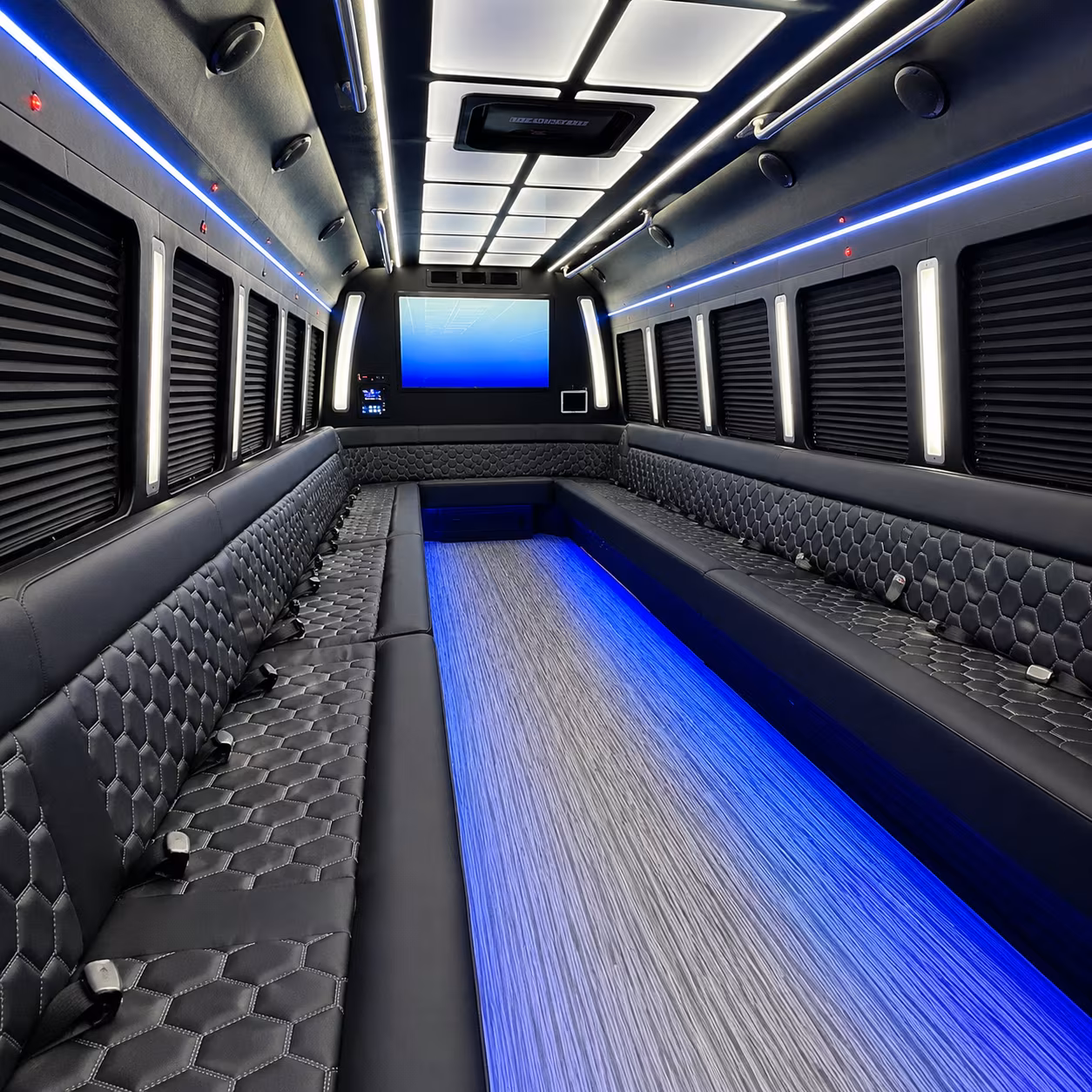 coppell 50 passenger party bus inside