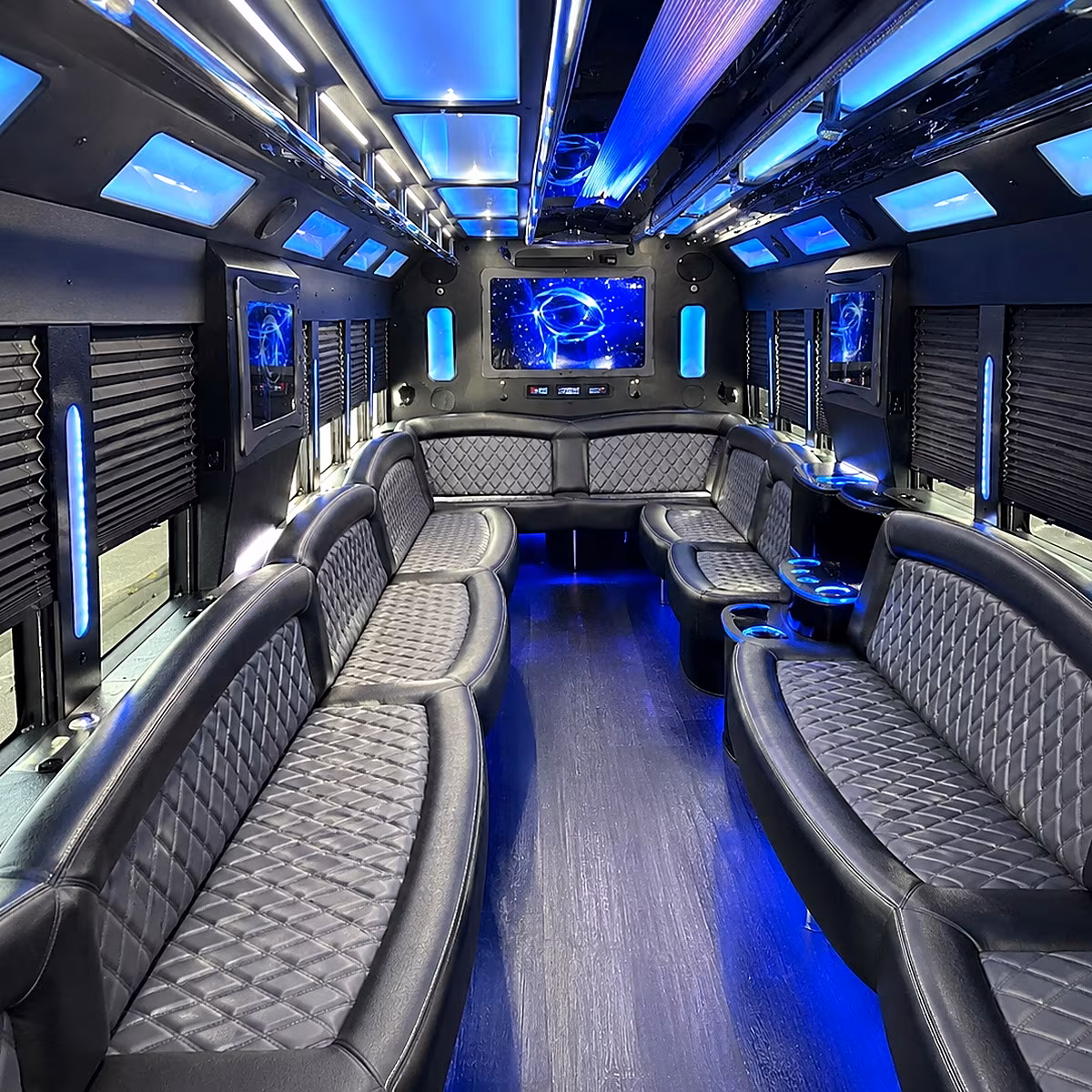coppell 50 passenger party bus interior