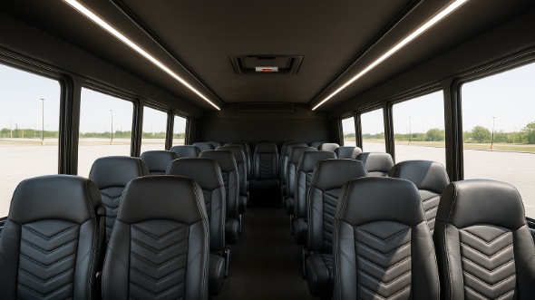 Interior of Charter Bus Company Coppell's 35 Passenger Minibus in Coppell