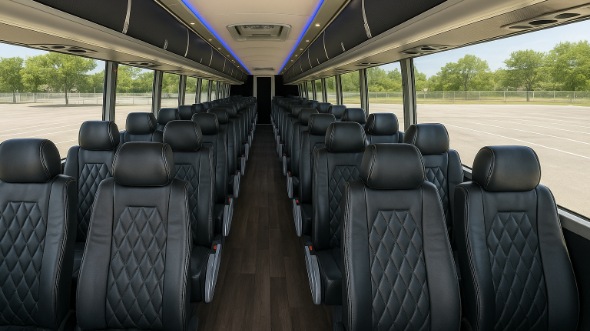 Interior of Charter Bus Company Coppell's 50 Passenger Charter Bus in Coppell