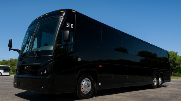 Exterior of Charter Bus Company Coppell's 55 Passenger Charter Bus in Coppell