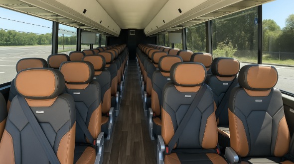 Interior of Charter Bus Company Coppell's 55 Passenger Charter Bus in Coppell