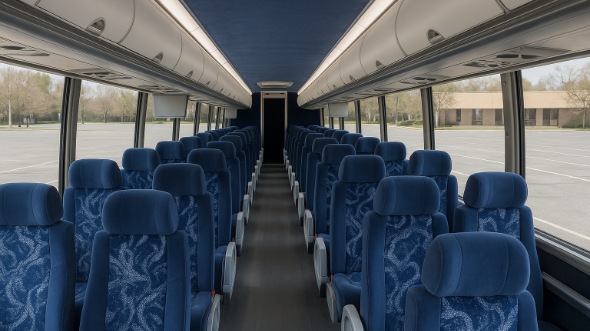Interior of Charter Bus Company Coppell's 56 Passenger Charter Bus in Coppell