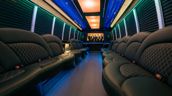 Interior of Charter Bus Company Coppell's Party Bus in Coppell