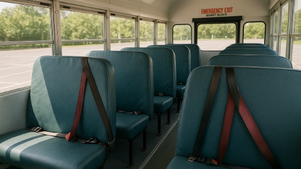 Interior of Charter Bus Company Coppell's School Bus in Coppell