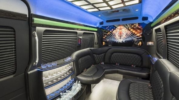 Interior of Charter Bus Company Coppell's Sprinter Limo in Coppell